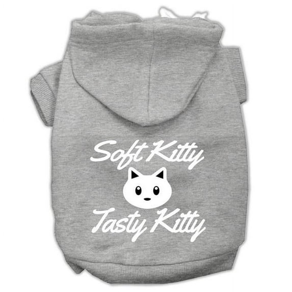Mirage Pet Softy Kitty & Tasty Kitty Screen Print Dog Pet Hoodies, Grey - Extra Small 8