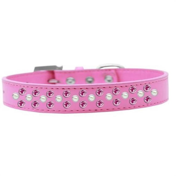 sprinkles dog collar pearl and bright pink crystals size 16 bright pink