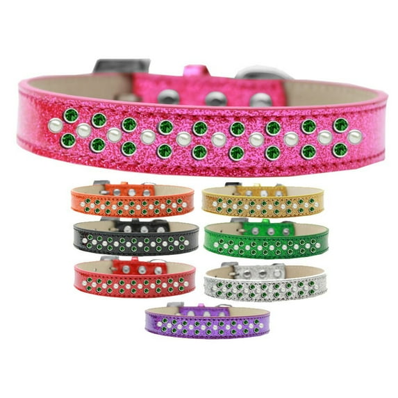 Dog, Puppy Pet Ice Cream Collar, "Pearl and Emerald Green Crystal Rimsets Sprinkles"