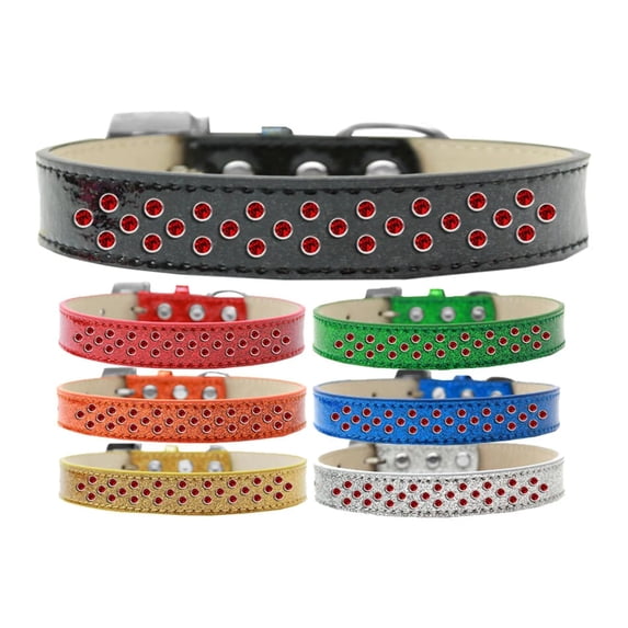 Sprinkles Ice Cream Dog Collar Red Crystals Size Size 18 Silver