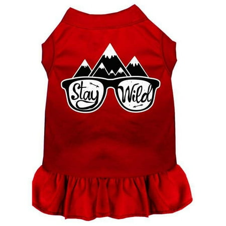 Mirage Pet Stay Wild Screen Print Dog Dress, Red - 4X 22