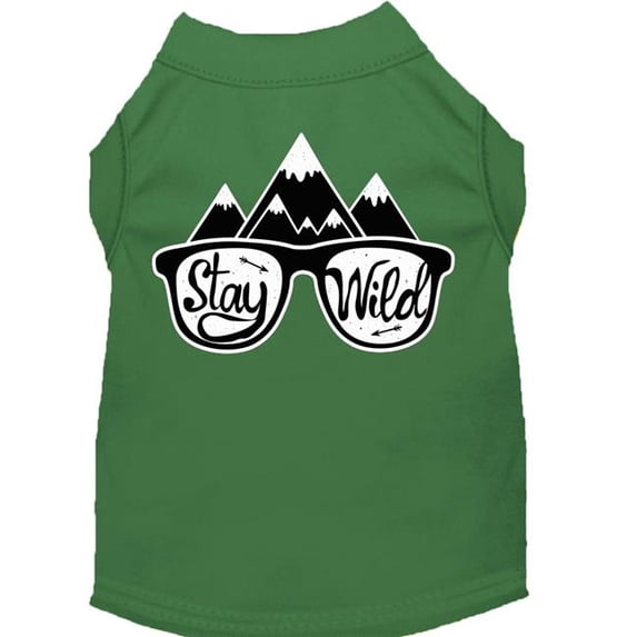 Mirage Pet Stay Wild Screen Print Dog Shirt Green Sm