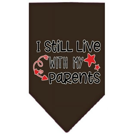 Mirage Pet Still Live with My Parents Screen Print Pet Bandana, Cocoa - Large