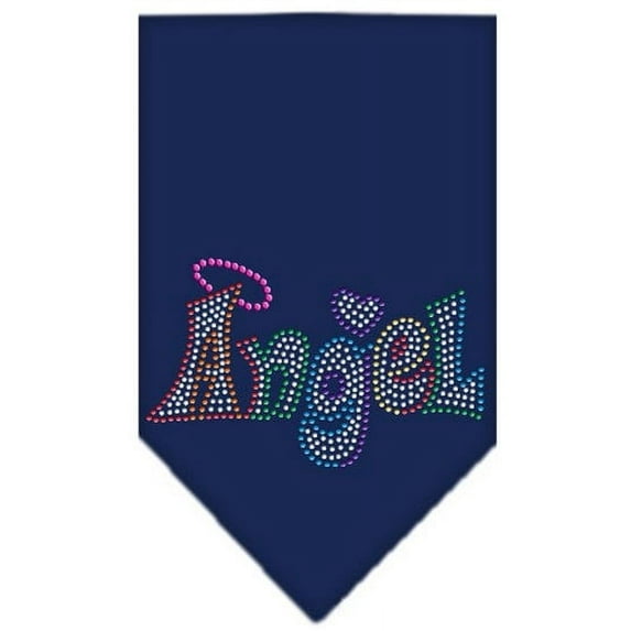 Mirage Pet Technicolor Angel Rhinestone Pet Bandana Navy Size Large
