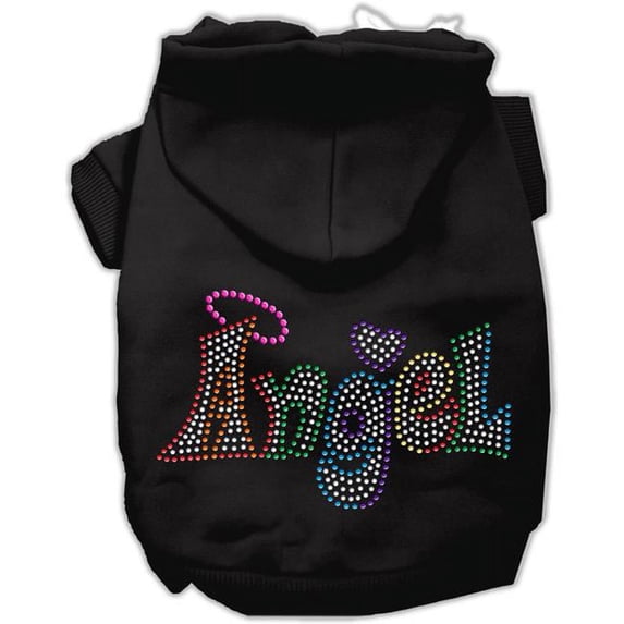Mirage Pet Technicolor Angel Rhinestone Pet Hoodie, Black - 2XL 18