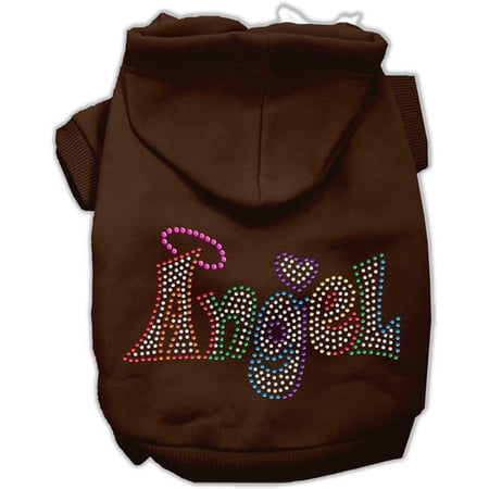 Mirage Pet Technicolor Angel Rhinestone Pet Hoodie, Brown - Large 14