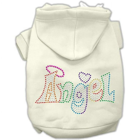 Mirage Pet Technicolor Angel Rhinestone Pet Hoodies, Cream - Large - Size 14