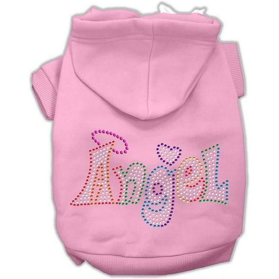 Mirage Pet  Technicolor Angel Rhinestone Pet Hoodies, Light Pink - Extra Large - Size 16