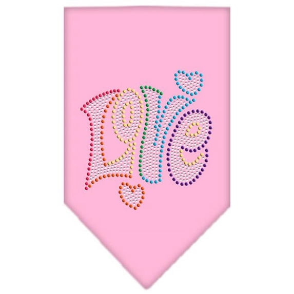 Mirage Pet Technicolor Love Rhinestone Pet Bandana, Light Pink - Large