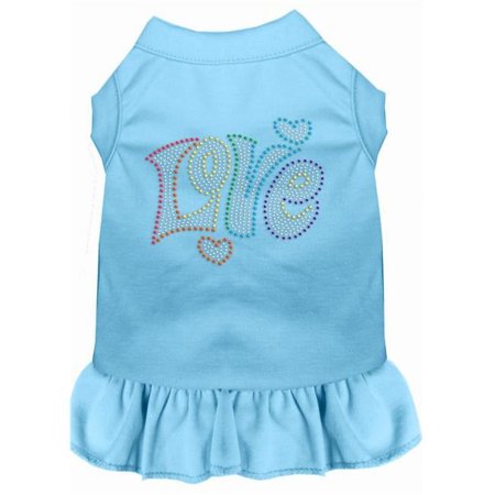 Mirage Pet Technicolor Love Rhinestone Pet Dress, Baby Blue - Extra Large