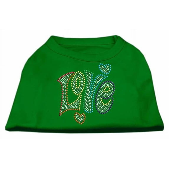 Mirage Pet Technicolor Love Rhinestone Pet Shirt, Emerald Green - 3XL