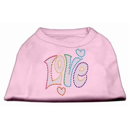 Mirage Pet Technicolor Love Rhinestone Pet Shirt, Light Pink - Extra Large