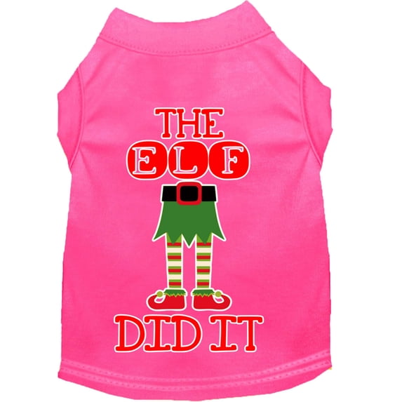 Mirage Pet The Elf Did It Screen Print Dog Shirt Bright Pink XXXL