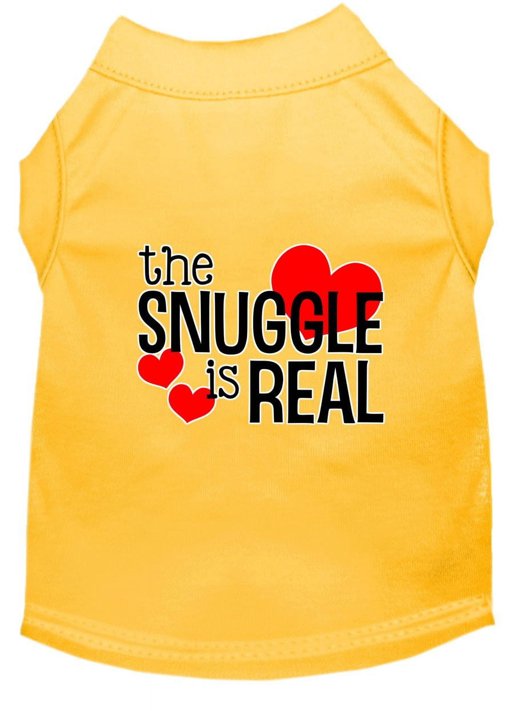 Mirage Pet The Snuggle is Real Screen Print Dog Shirt Yellow Med