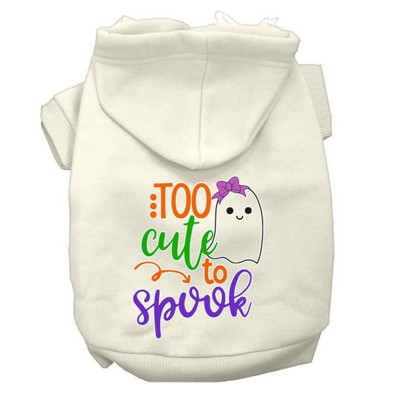 Halloween Pet, Dog Cat Hoodie Screen Printed, "Too Cute To Spook Girly Ghost"
