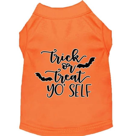Mirage Pet Trick or Treat Yo Self Screen Print Dog Shirt, Orange - Extra Small