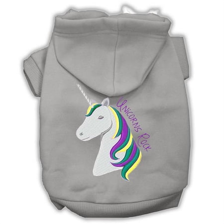 Mirage Pet Unicorns Rock EmbroideRed Dog Hoodie, Grey - 2XL 18