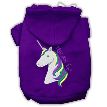 Mirage Pet Unicorns Rock EmbroideRed Dog Hoodie, Purple - Size 10
