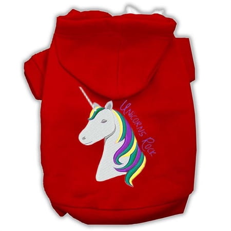 Mirage Pet Unicorns Rock EmbroideRed Dog Hoodie, Red - Medium 12