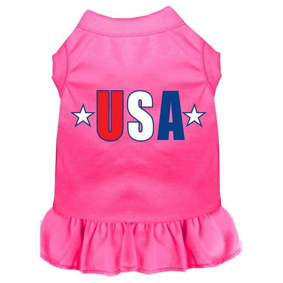 Mirage Pet Usa Star Screen Print Dress, Bright Pink - 3XL 20