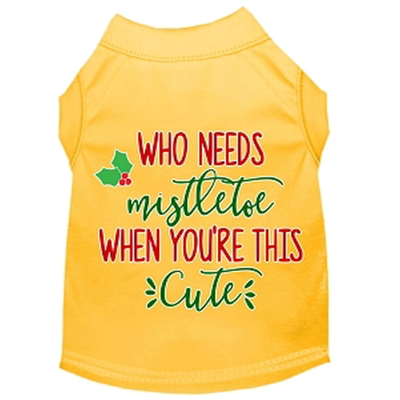 Mirage Pet Who Needs Mistletoe Screen Print Dog Shirt Yellow XXXL