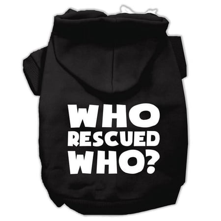 Mirage Pet Who Rescued Who Screen Print Pet Hoodies, Black - 2XL
