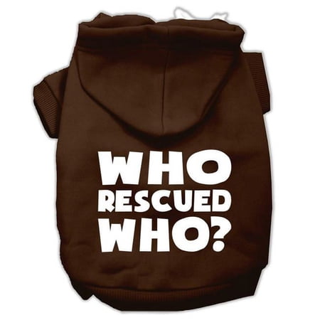 Mirage Pet Who Rescued Who Screen Print Pet Hoodies, Brown - Small
