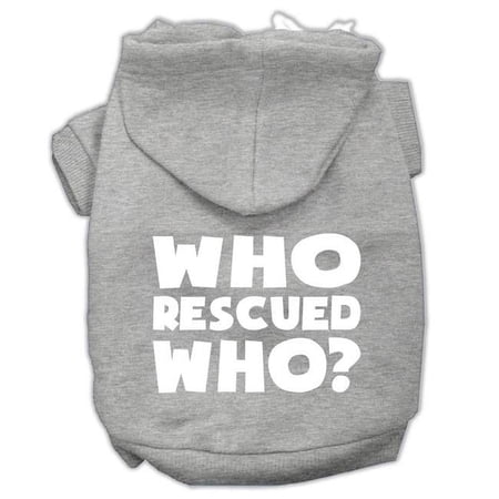 Mirage Pet Who Rescued Who Screen Print Pet Hoodies, Gray - Extra Small
