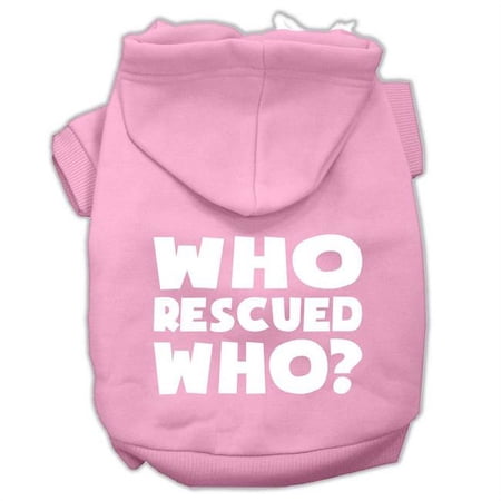 Mirage Pet Who Rescued Who Screen Print Pet Hoodies, Light Pink - Small