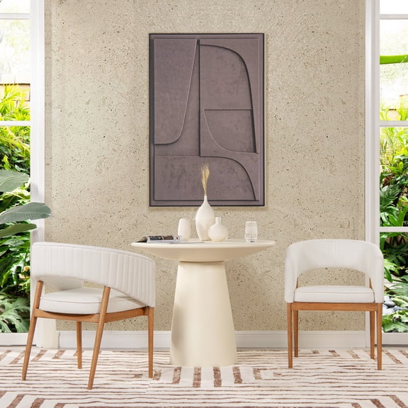 Mirah Modern Open Barrel Dining Chair Eggshell White Linen