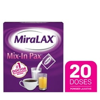 MiraLAX Mix-In Powder Laxative for Gentle Constipation Relief, Stool Softener 17 g, 20 Single Doses