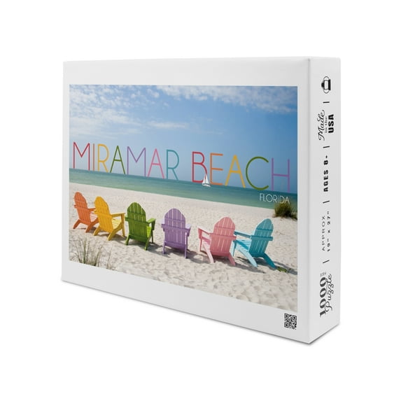 Miramar Beach, Florida, Colorful Beach Chairs (1000 Piece Puzzle, Size 19x27, Challenging Jigsaw Puzzle for Adults and Family, Made in USA)