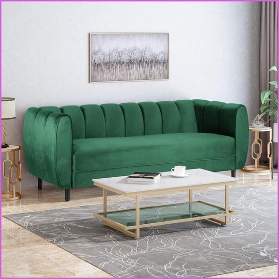 Miranda 3-Seater Velvet Sofa Modern Glam Living Room | Tight Back | Recessed Arms | Velvet