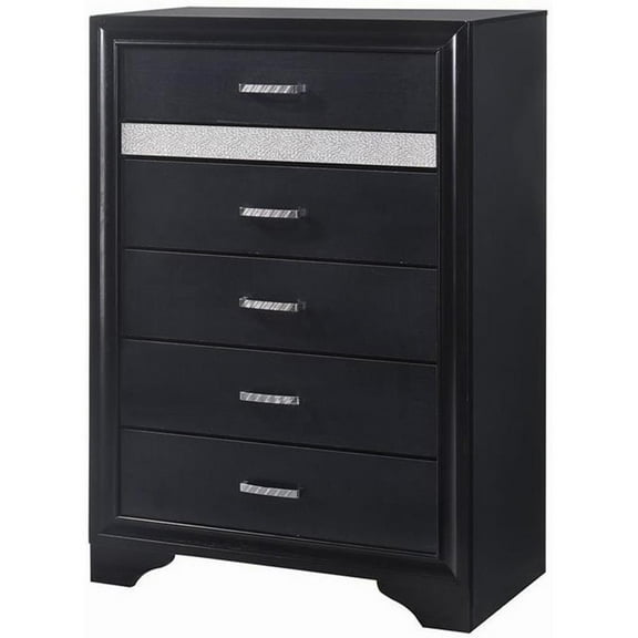 Miranda 5-drawer Chest Black and Rhinestone
