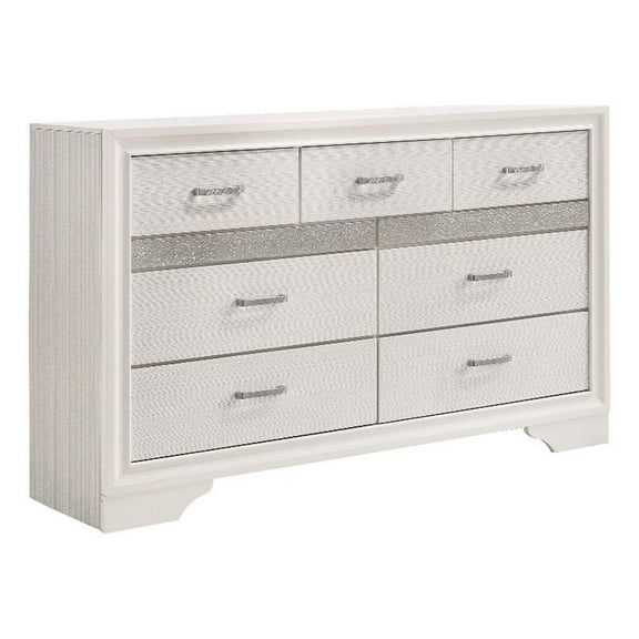 Miranda 7-drawer Dresser White and Rhinestone