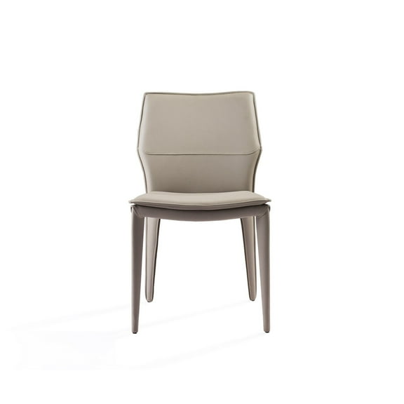 Whiteline Modern Living Miranda Dining Chair Light Grey Faux Leather, Steel legs fully covered with Light Grey faux leather., Set of 2