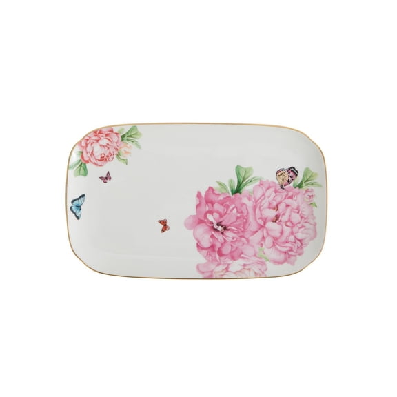 Miranda Kerr Friendship 9.8" Sandwich Tray - White Porcelain with Gold Banding and Floral Butterfly Design