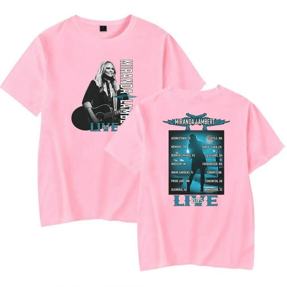 Miranda Lambert 2025 Tour Merch T-shirt Short Sleeve Men Women Fashion Fun Hip Hop Top