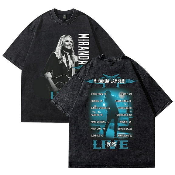 Miranda Lambert Merch Vintage Wash Tee Cosplay Women Men Fashion Short Sleeve Cotton T-Shirts