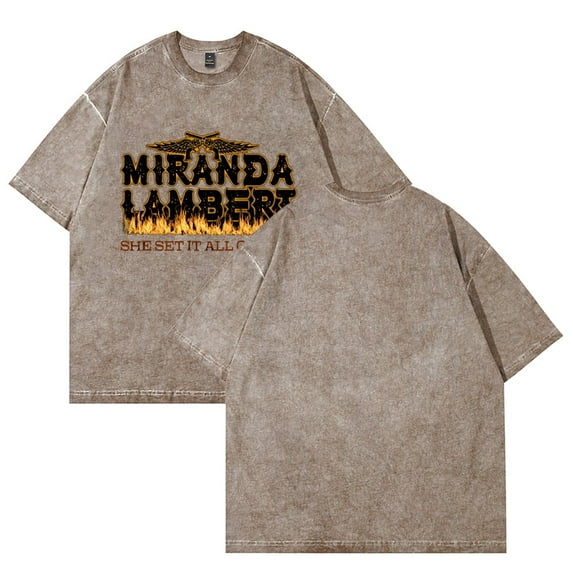 Miranda Lambert Vintage Washed Cotton Unisex Streetwear Tee - Summer Crew Neck Short Sleeve Basic Top