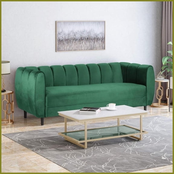 Miranda Modern Glam 100% Polyester Velvet 3-Seater Sofa for Living Room