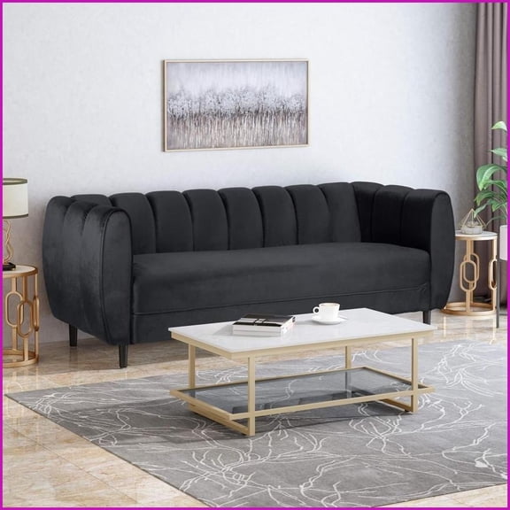 Miranda Modern Glam Velvet 3-Seater Sofa | Tight Back | Recessed Arms | Living Room Furniture