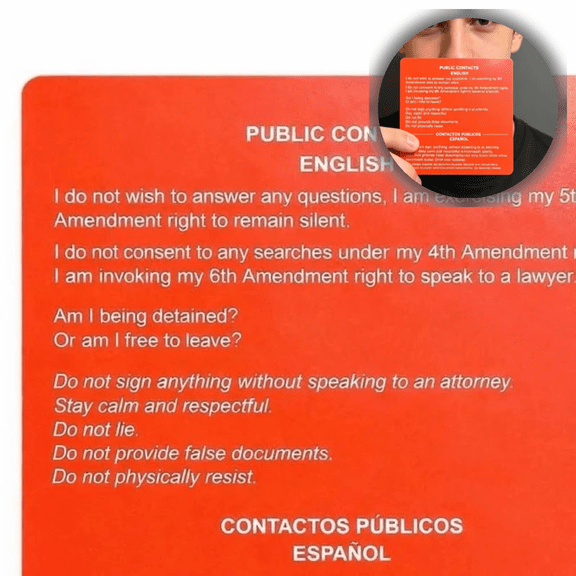 Miranda Rights Reference Card with Clear Full Wording, Waterproof Plastic Material, Portable Design for Law Enforcement, Legal Professionals & First Responders