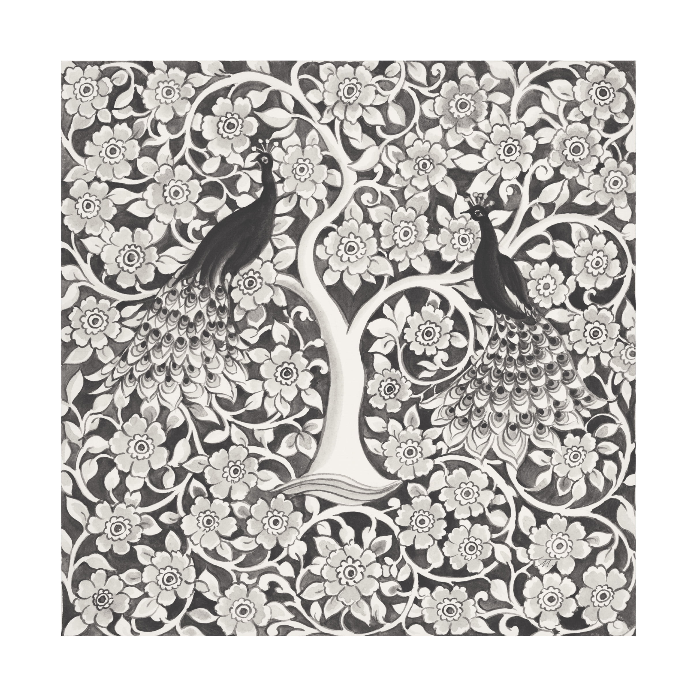 Miranda Thomas 'Peacock Garden VII BW' Canvas Art