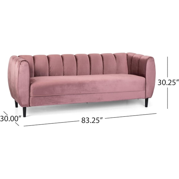 Miranda Velvet 3-Seater Sofa ( 2 boxes) -Blush