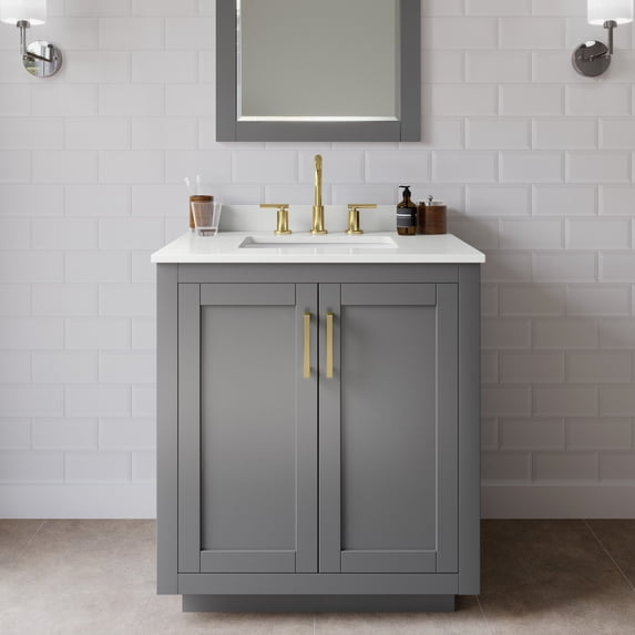 Wyndham Collection WCF292930SGGWQUS3M24 Miranda 30" Free Standing Single Basin Vanity Set