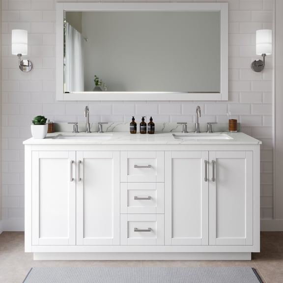 Wyndham Collection WCF292966DWHGTUS3MXX Miranda 66" Free Standing Double Basin Vanity Set