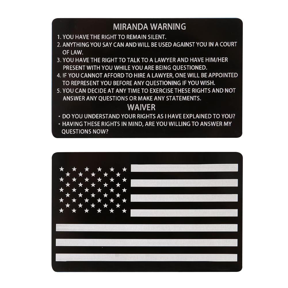 Miranda Warning Right Alphabet Card Military Police Black