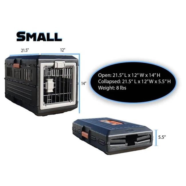 Small Black and Gray Collapsible Pet Crate with Hard Plastic Walls