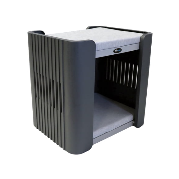 Mirapet Compact Two-Level Cat Condo with Elevated Bed and Two Washable 1-Inch Foam Pads, Medium Gray